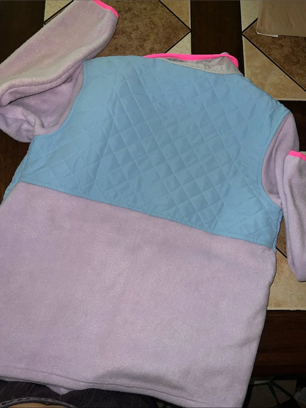 Eddie Bauer Lavender, Light Blue & Pink Quilted Fleece Jacket